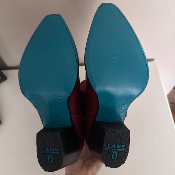 Lane Smokeshow Cowboy Ankle Boots Red Leather Western Cowgirl Booties Size 10 - Picture 7 of 8